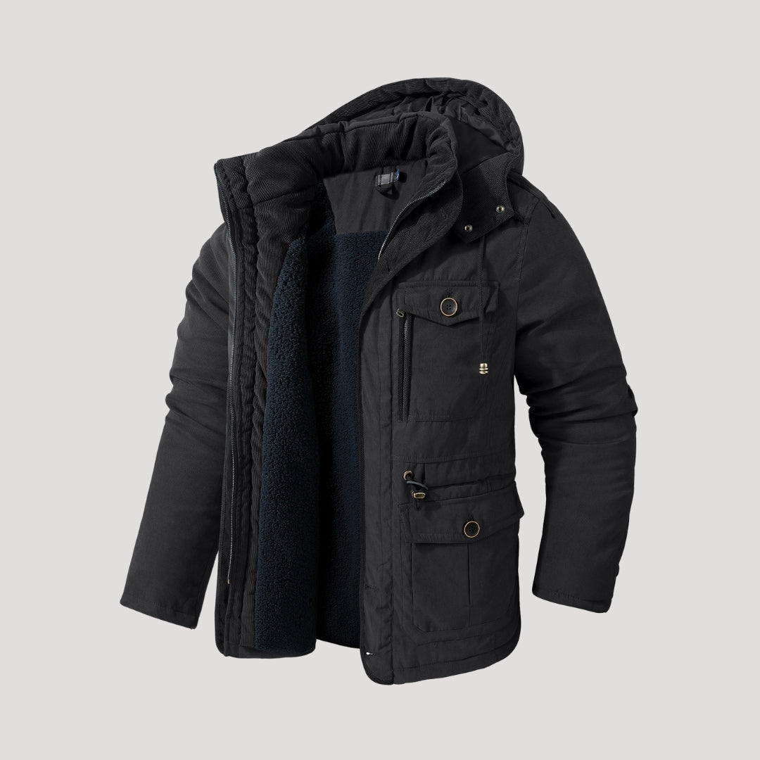 Warm Waterproof Men's Winter Coat with Fleece Lining
