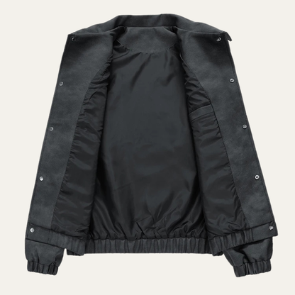 The Soriano Men's Leather Bomber Jacket with Collar