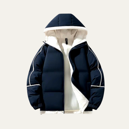 Men’s Reversible Hooded Wide Baffle Puffer Jacket
