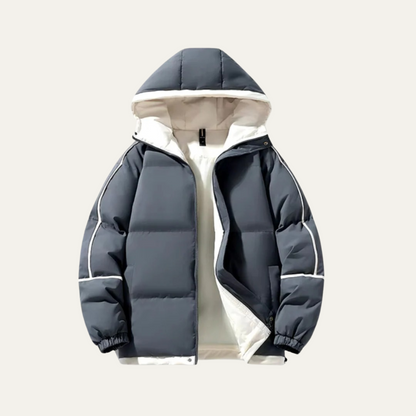 Men’s Reversible Hooded Wide Baffle Puffer Jacket