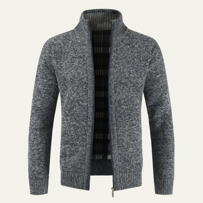 The Cherasco Men's Cotton Zip Up Knitted Cardigan with Inner Lining