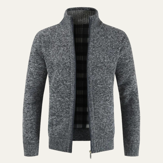 The Cherasco Men's Cotton Zip Up Knitted Cardigan with Inner Lining