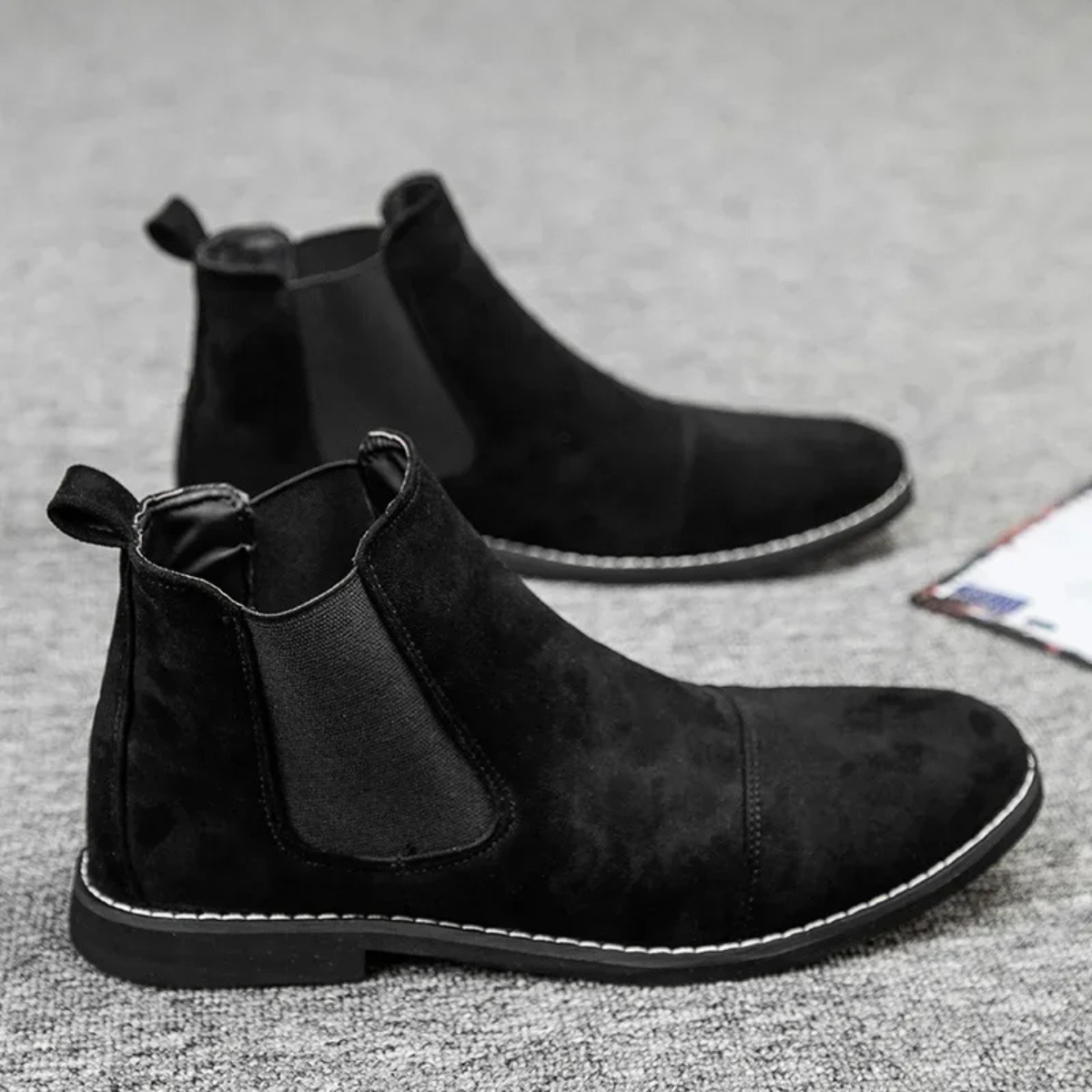 The Aventino Men's Khaki Slip On Suede Chelsea Boots with Elastic Side Panels