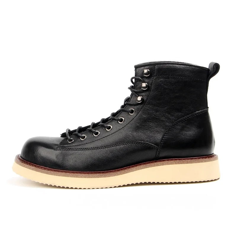 Classic Lace Up Boots with Contrast Sole
