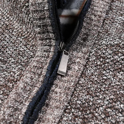 The Cherasco Men's Cotton Zip Up Knitted Cardigan with Inner Lining
