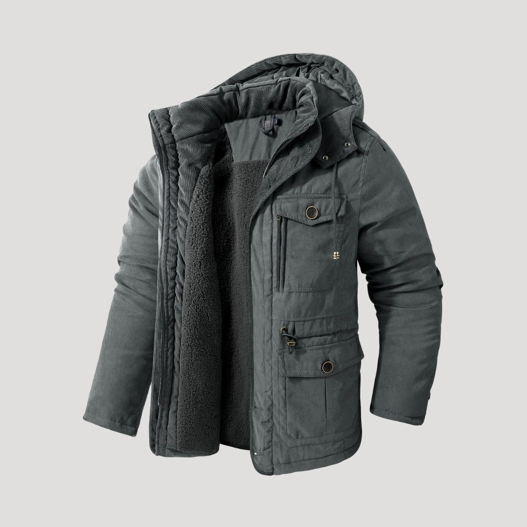Warm Waterproof Men's Winter Coat with Fleece Lining