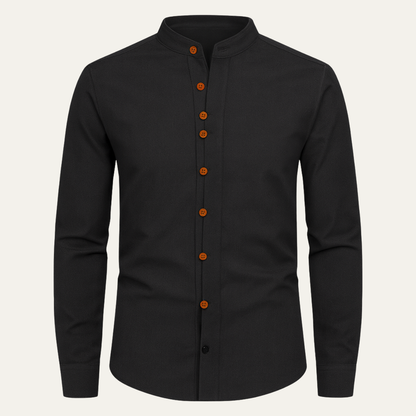 The Cavallino Men’s Stand Collar Button Up Linen Shirt