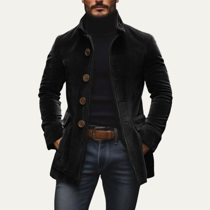 The Dundee Men’s Vintage Corduroy Trench Coat with Button Closure