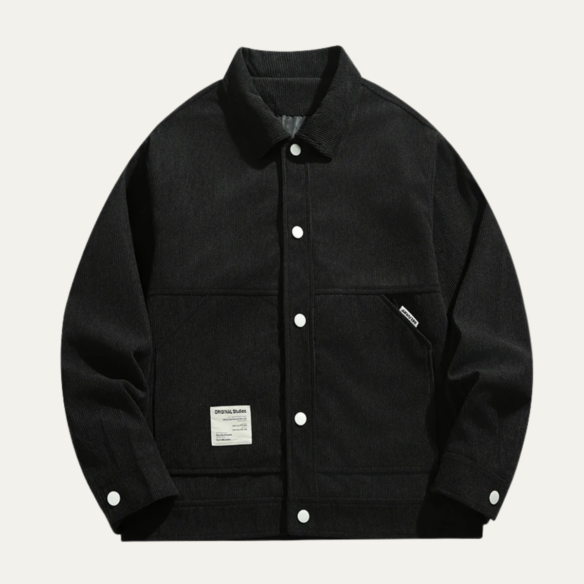 The Barbaresco Men's Corduroy Button Up Coat with Lapel Collar