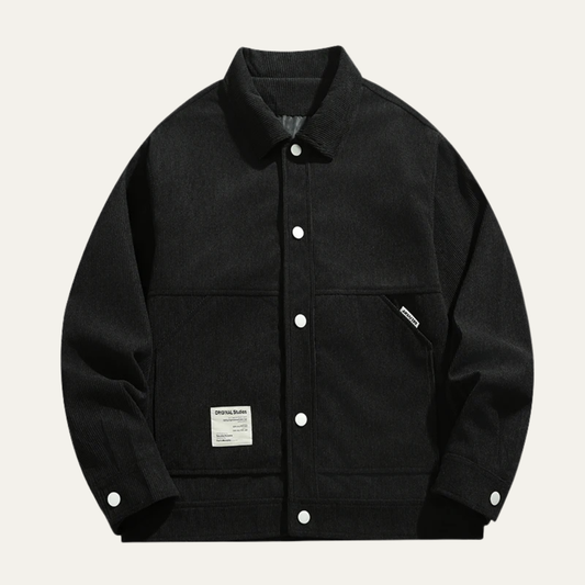 The Barbaresco Men's Corduroy Button Up Coat with Lapel Collar