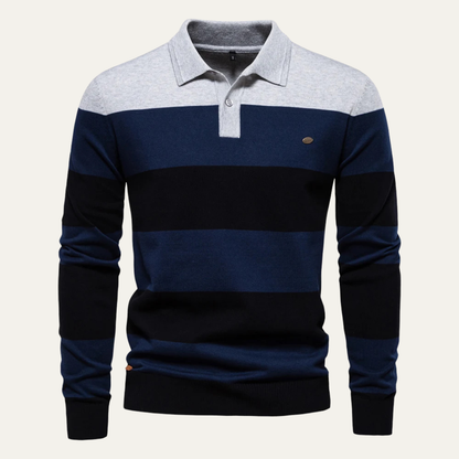 The Colchester Men’s Casual Striped Polo Knit Jumper