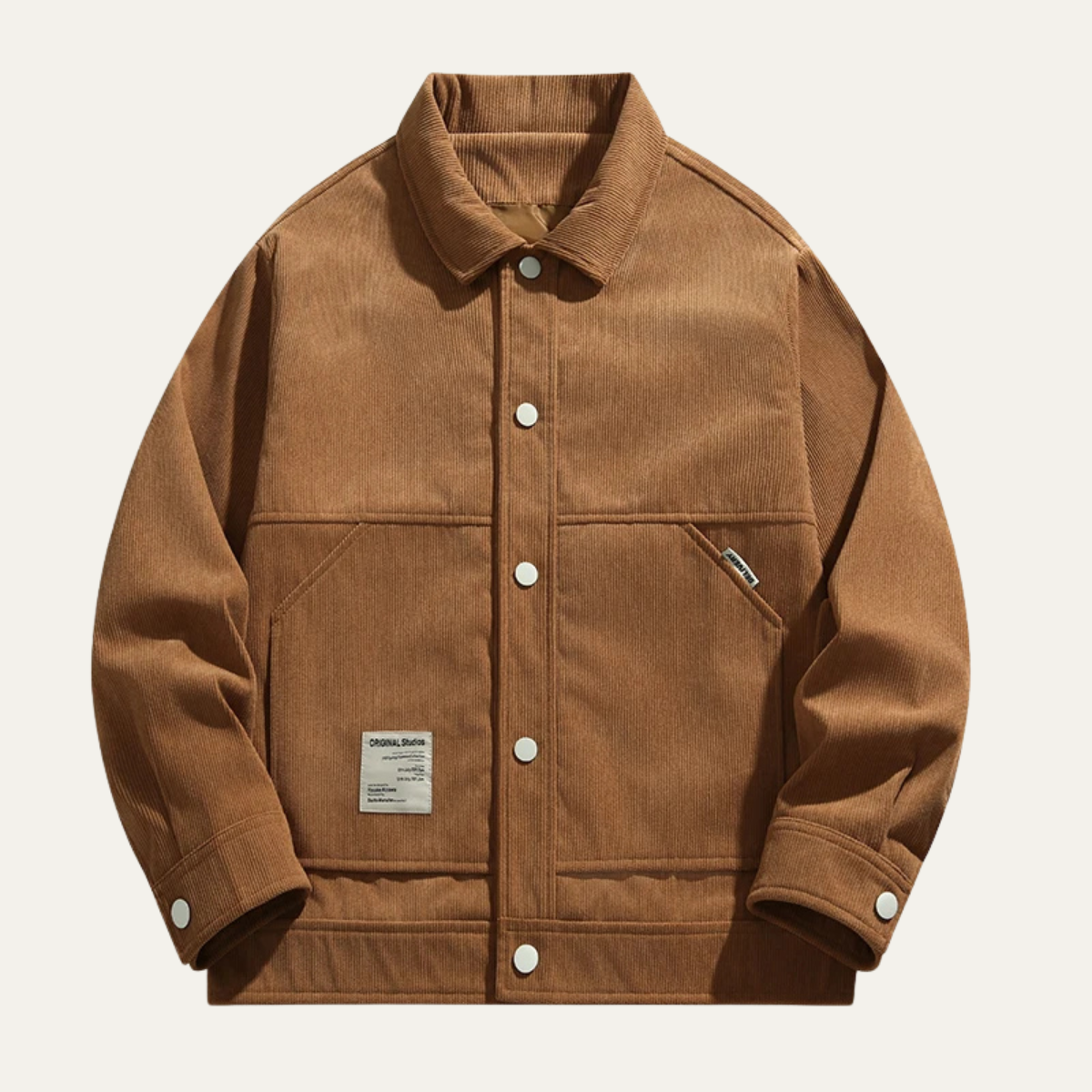 The Barbaresco Men's Corduroy Button Up Coat with Lapel Collar
