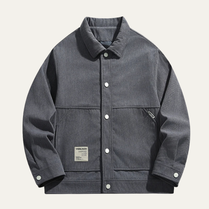 The Barbaresco Men's Corduroy Button Up Coat with Lapel Collar