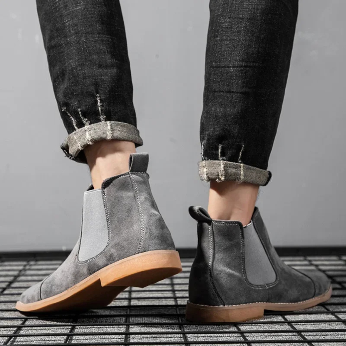 The Bracciano Men's Khaki Slip On Suede Chelsea Boots with Elastic Side Panels