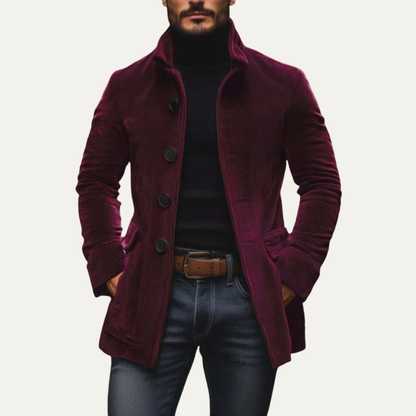 The Dundee Men’s Vintage Corduroy Trench Coat with Button Closure