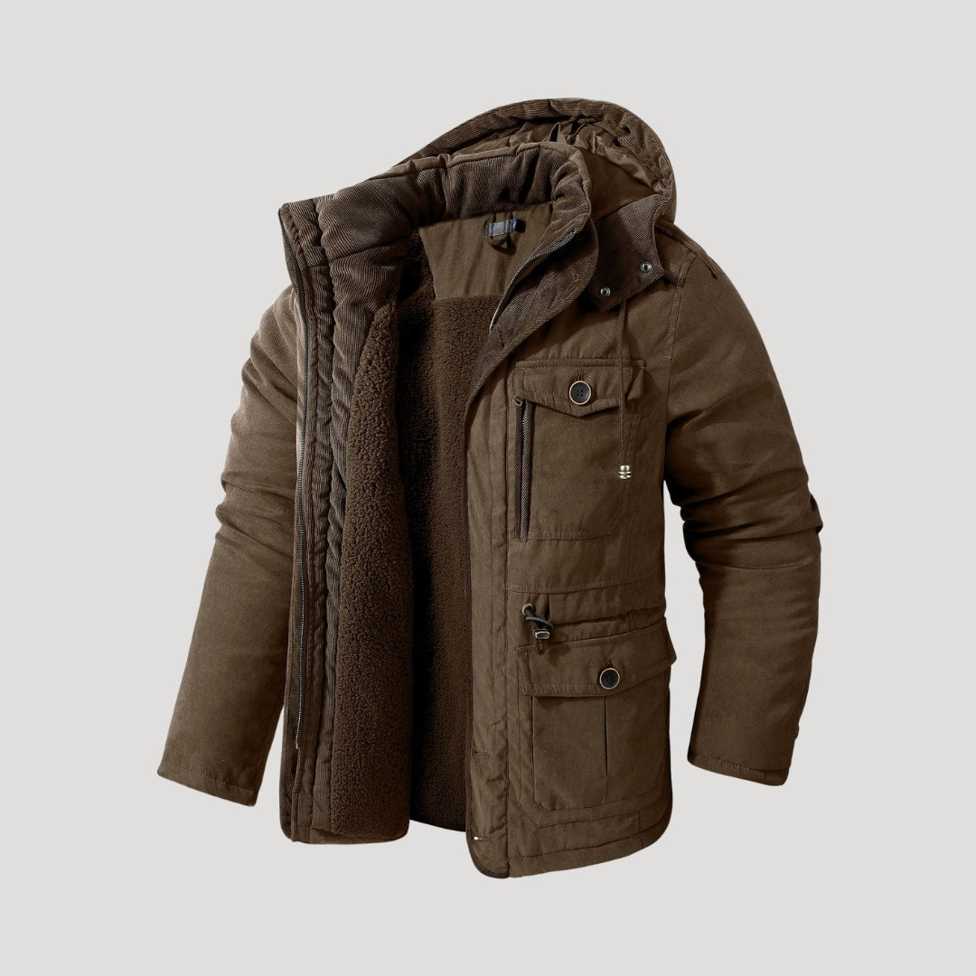 Warm Waterproof Men's Winter Coat with Fleece Lining