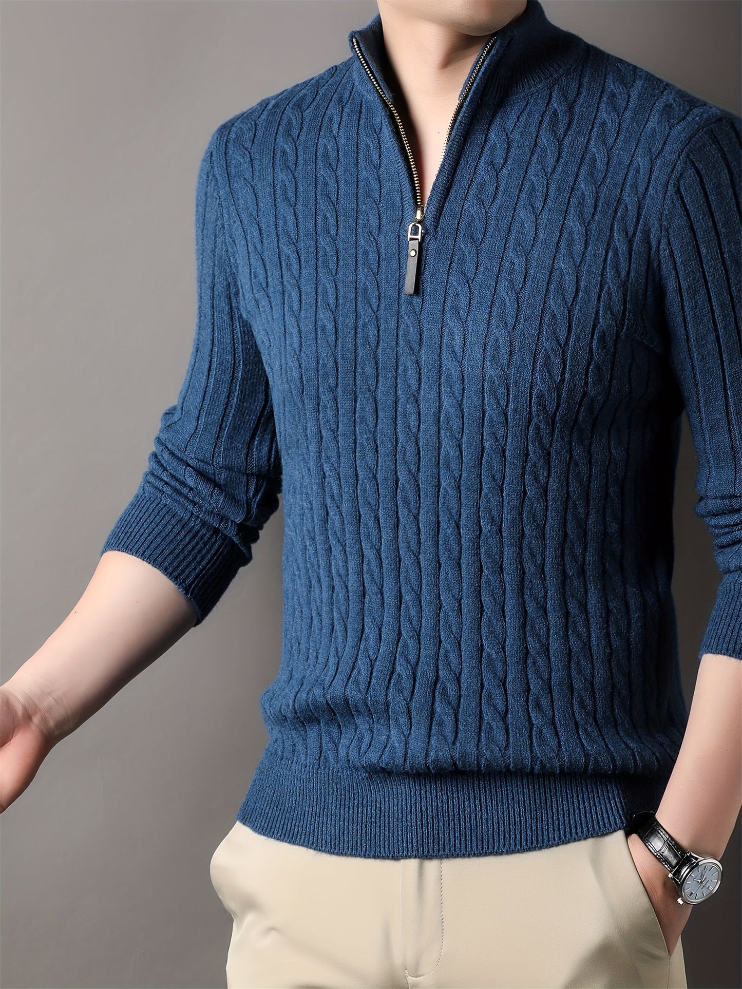 Comfortable Men's Striped Winter Sweater