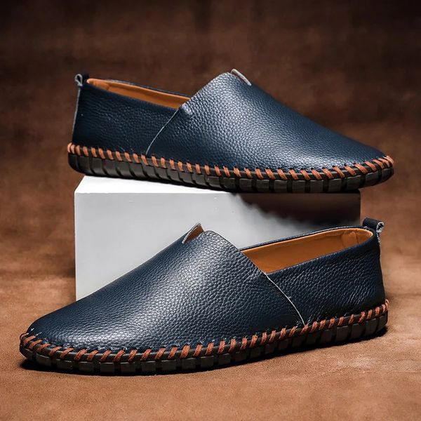 Luxury Faux Leather Slip On Loafers - BritishElegance