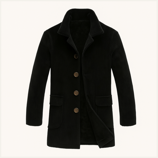 The Dundee Men’s Vintage Corduroy Trench Coat with Button Closure