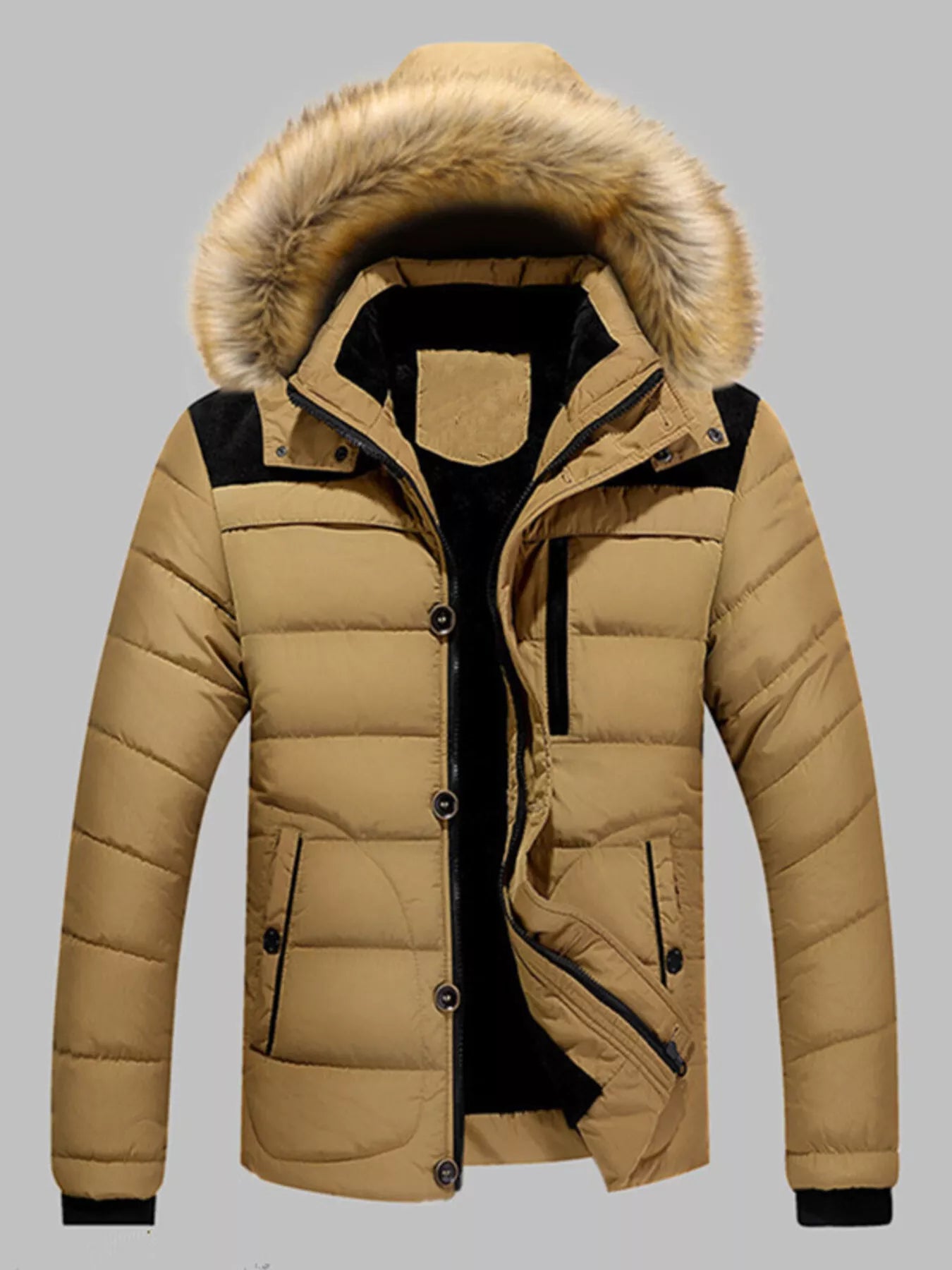 Warmth Men's Thick Faux Fur Puffer Coat