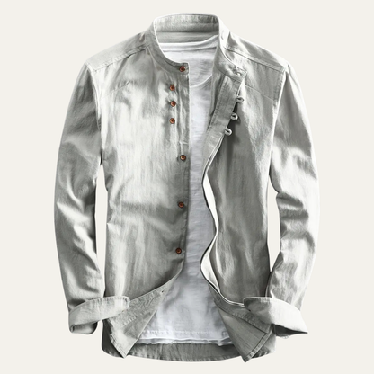The Cavallino Men’s Stand Collar Button Up Linen Shirt