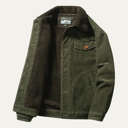 The Montefalco  Men’s Vintage Corduroy Winter Turn Down Collar Jacket