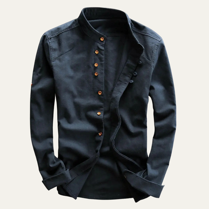 The Cavallino Men’s Stand Collar Button Up Linen Shirt