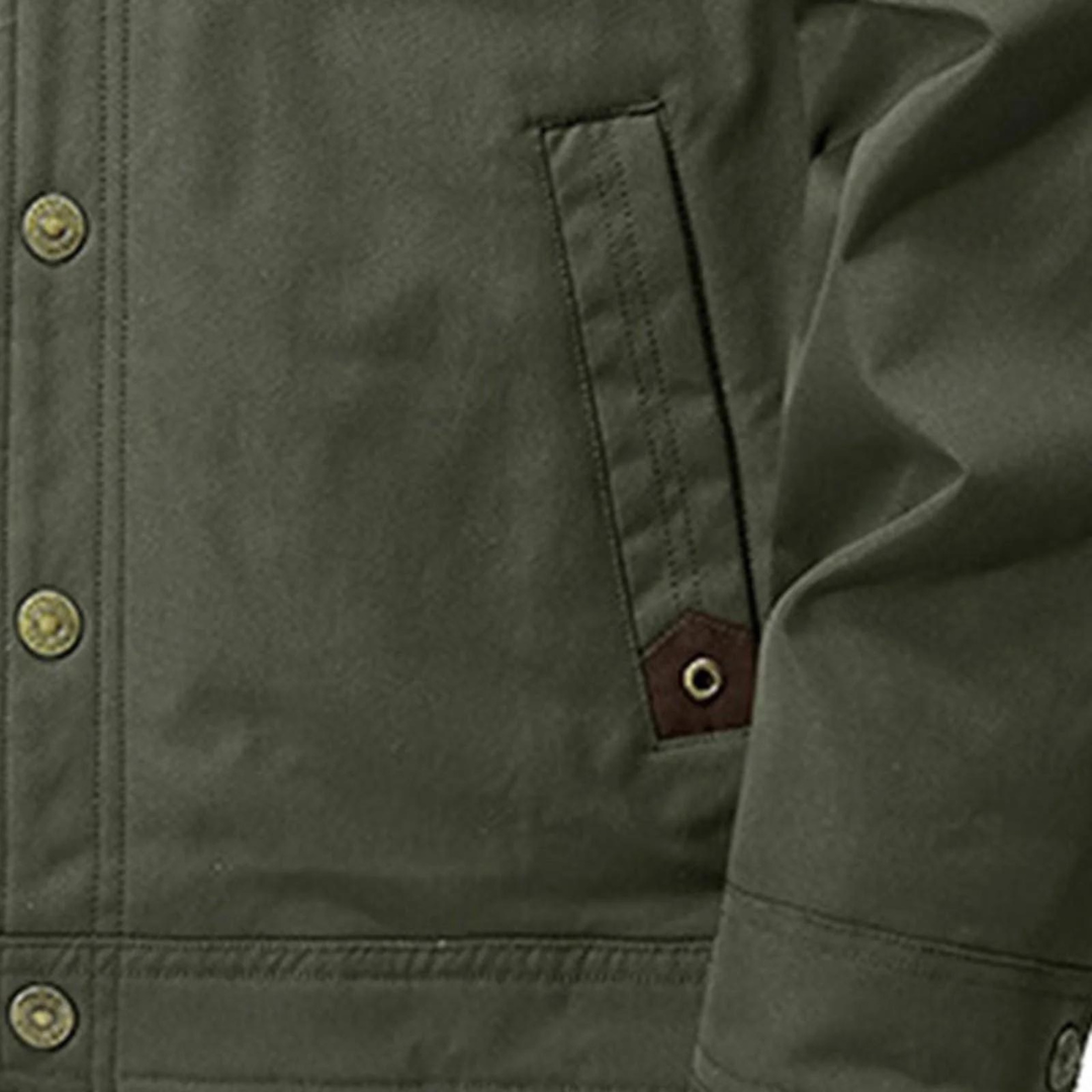 Men’s Shearling Lined Denim Style Patch Jacket