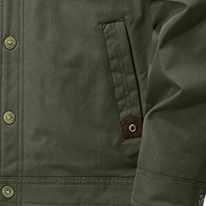 Men’s Shearling Lined Denim Style Patch Jacket