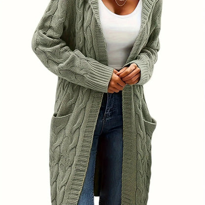 Women’s Open Front Cardigan – Soft Knit Winter Sweater with Pockets