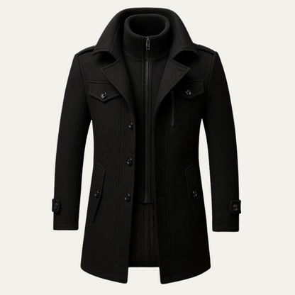 Men’s Double Layer Notched Collar Topcoat