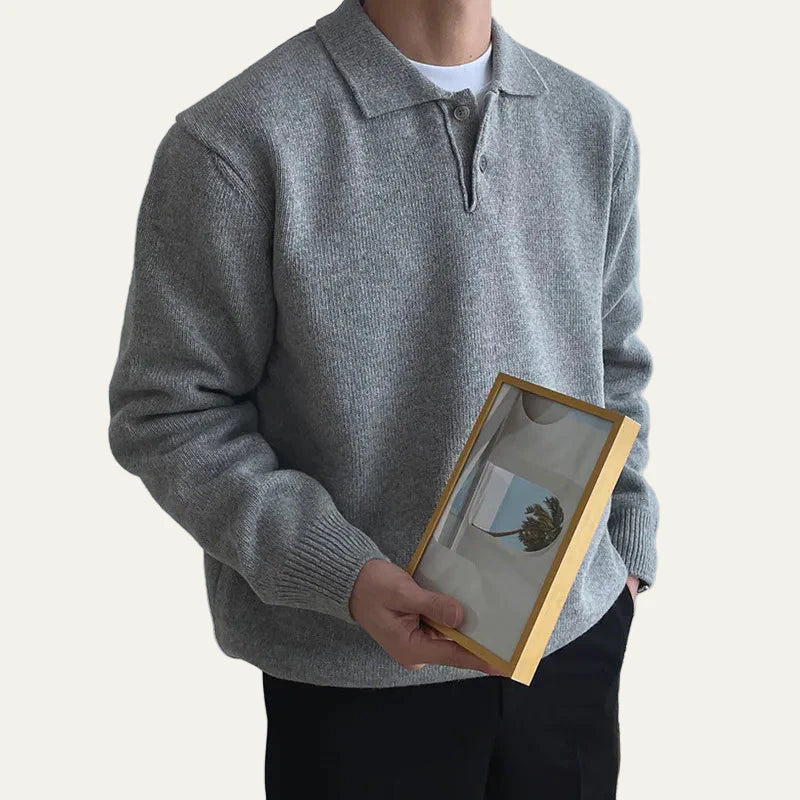Men’s Oversized Knit Polo Sweater