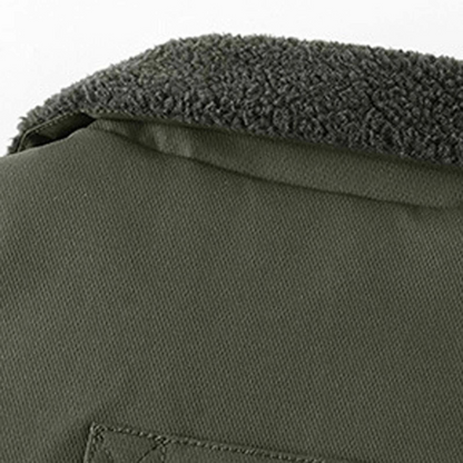 Men’s Shearling Lined Denim Style Patch Jacket