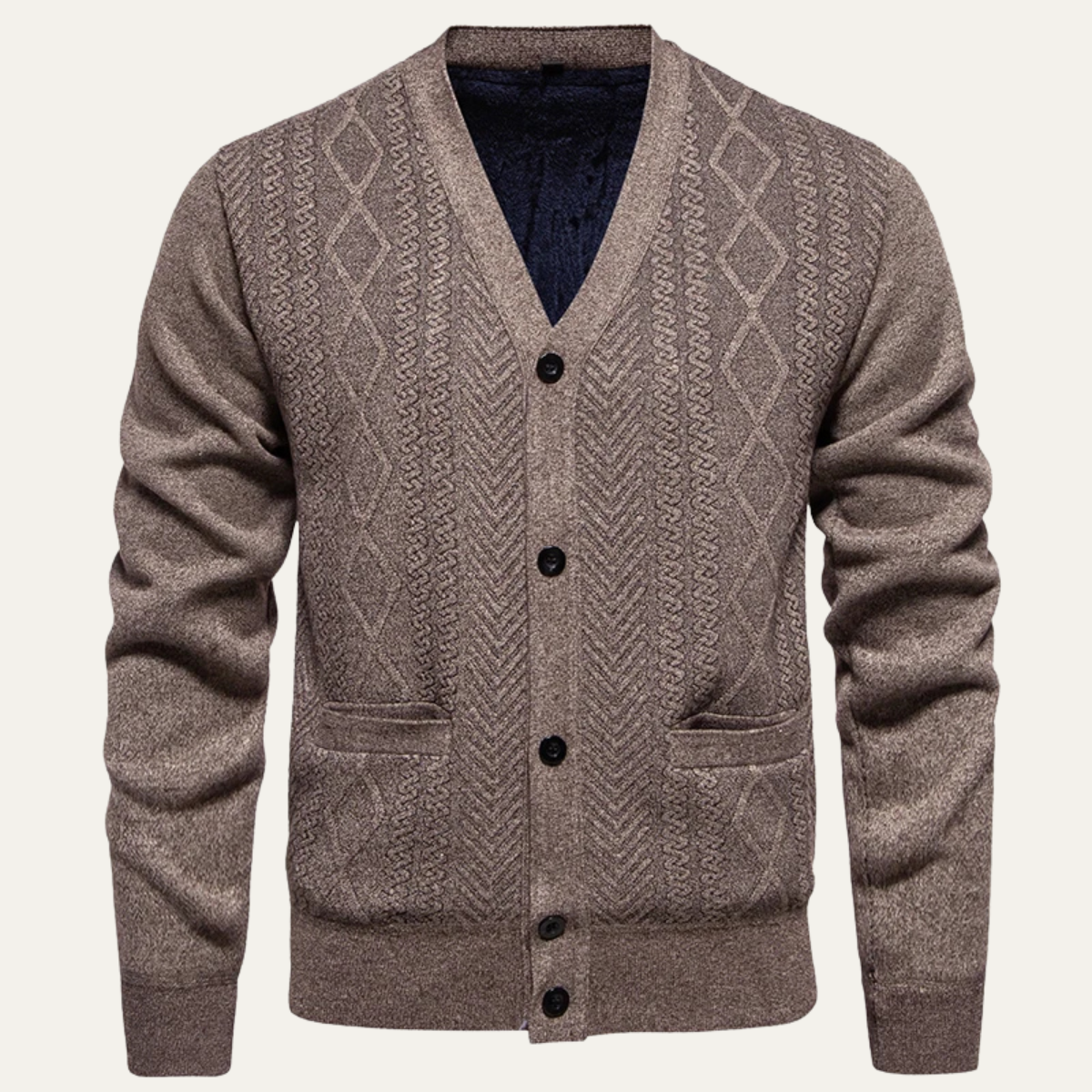 The Murano Men's Slimt Fit Knitted Button Up V Neck Cardigan