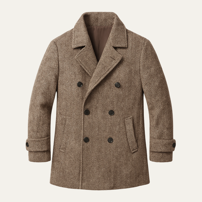 The Inverness Men’s Tailored Brown Double Breasted Vintage Winter Overcoat