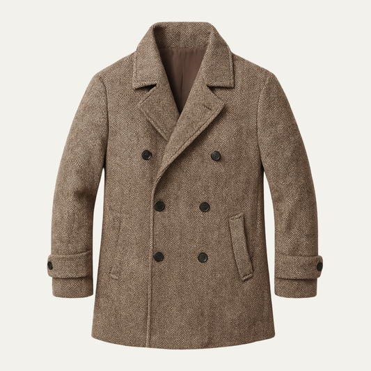 The Inverness Men’s Tailored Brown Double Breasted Vintage Winter Overcoat