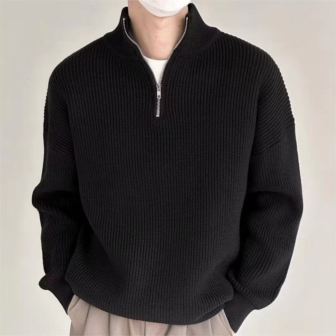Men's Casual Textured Zip Sweater