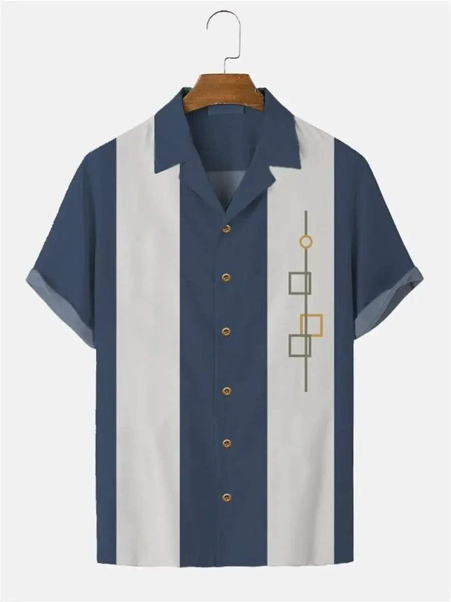 Classic Short Sleeve Shirt with Vintage Stripes