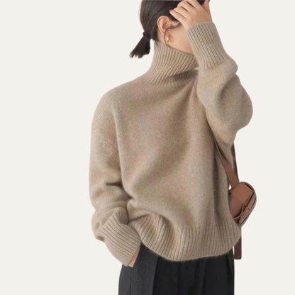 Women’s Oversized Ribbed Turtleneck Knit Sweater