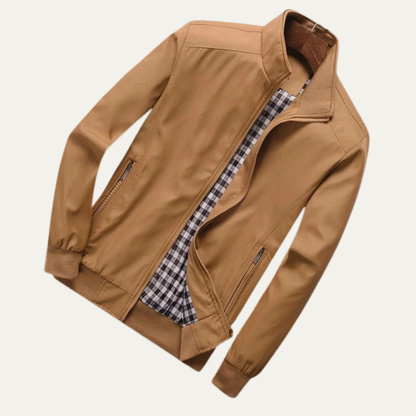Men’s Summer Lightweight Plaid Lined Bomber Jacket