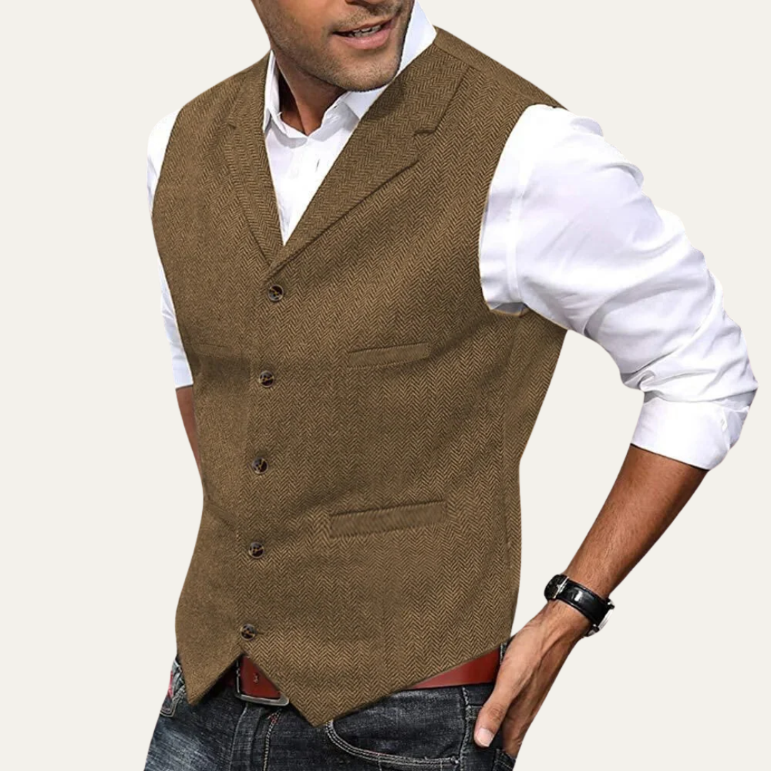 Men’s Herringbone Tailored Waistcoat