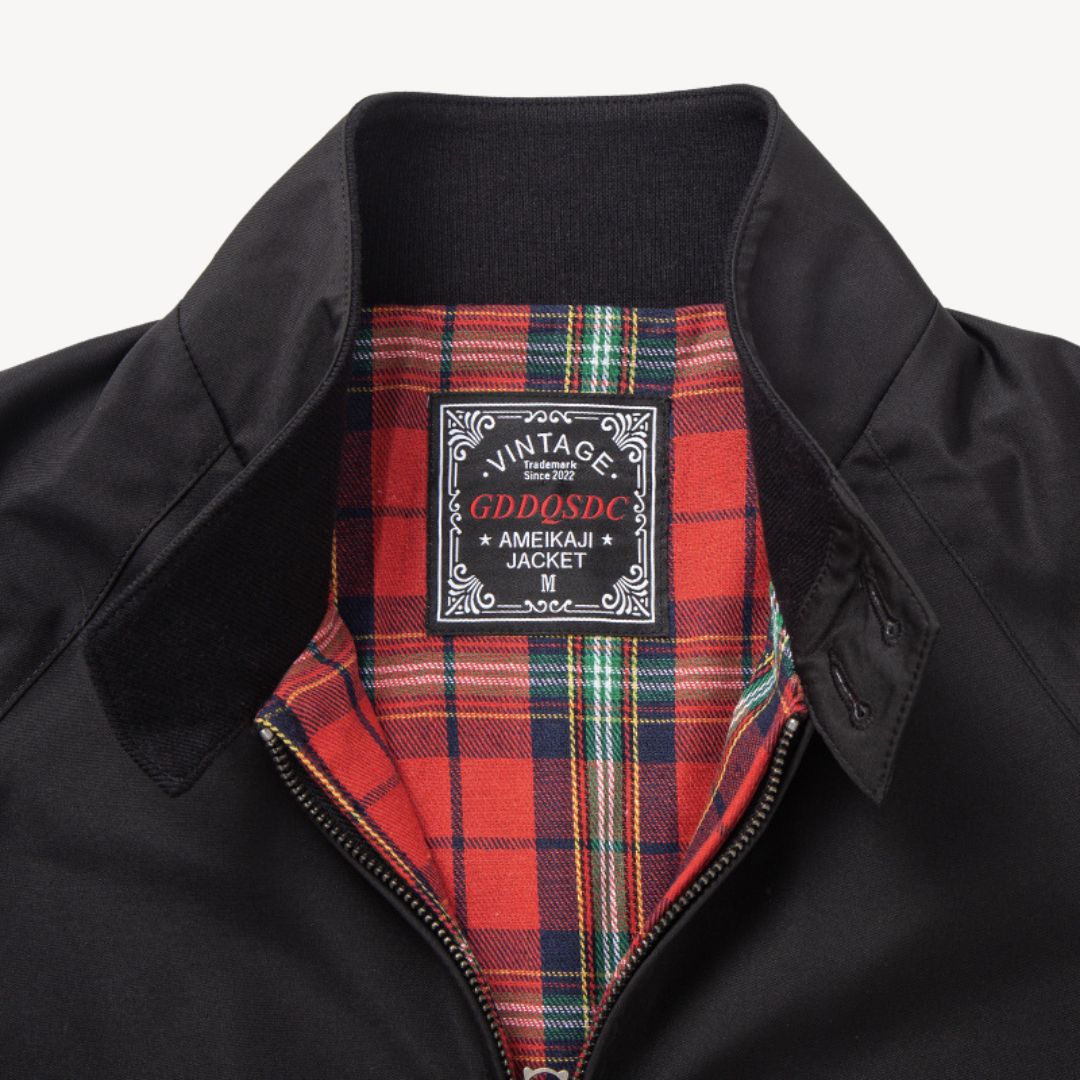 Men's Plaid Lined Harrington Jacket