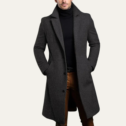 Men’s Long Tailored Three-Button Overcoat