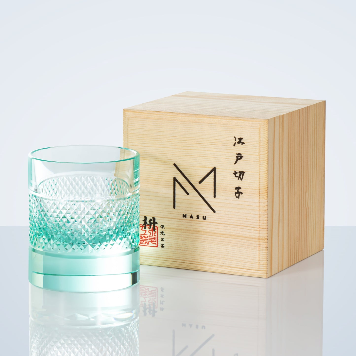 Colorful Diamond Whisky Glasses Set with Wood Gift Box