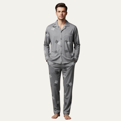 Men’s Window Pane Pattern Pajama Set