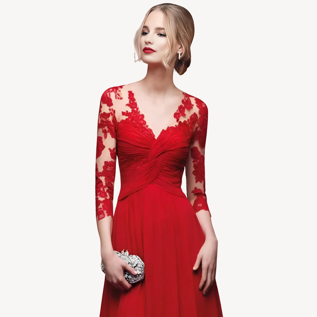 Women's Lace Long Sleeve Maxi Dress