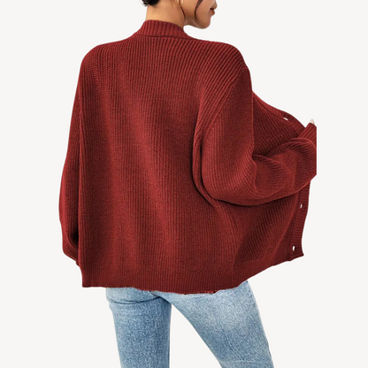 Women's V-Neck Drop Shoulder Cardigan Sweater
