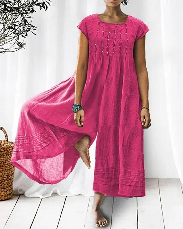 Women's Chic Loose-Fit Pastel Jumpsuit - BritishElegance