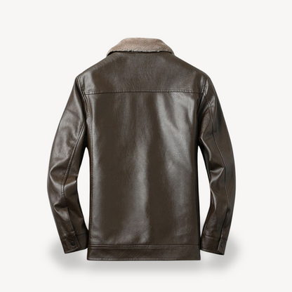 Faux Leather Jacket with Fleece Lining for Men
