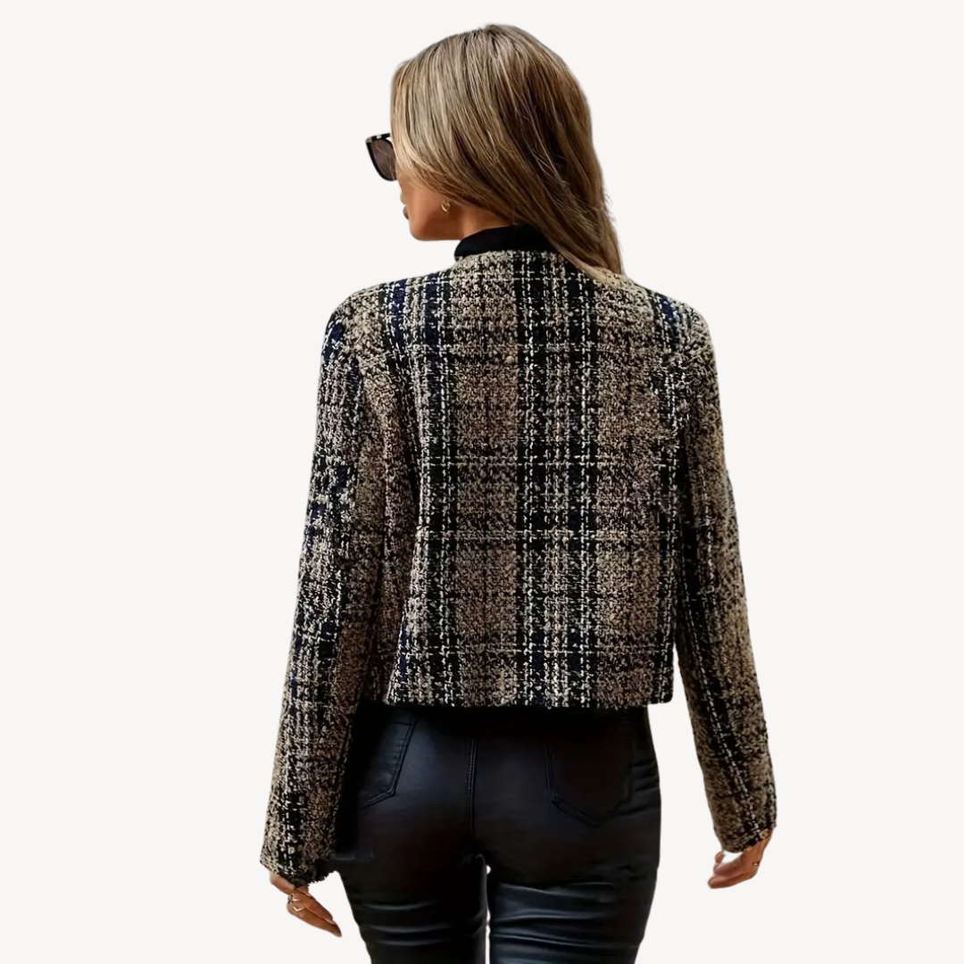 Women's Checkered Tweed Blazer